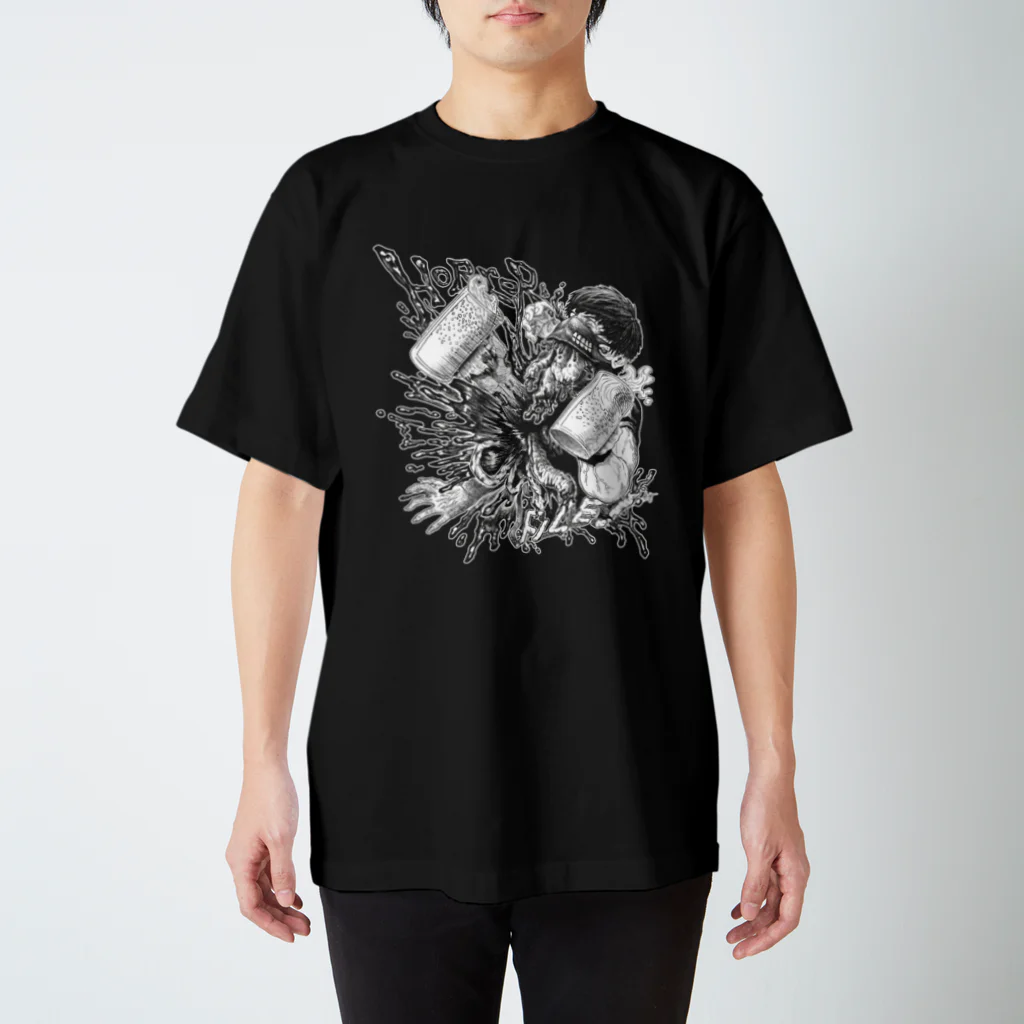 Fear Instinctのマツヲの『horror t-shirt』モノクロ Regular Fit T-Shirt