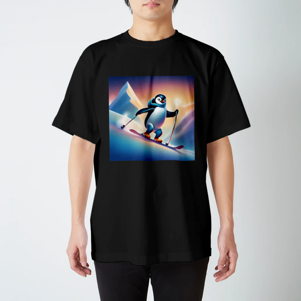 Yumexのスキーをするペンギンのペーくん Regular Fit T-Shirt