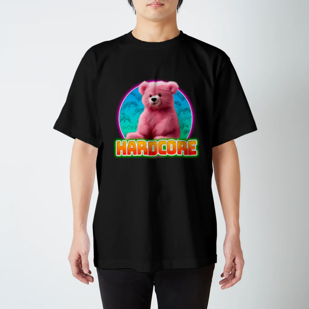 てくのちゃんのHARDCOREピンクのクマちゃん スタンダードTシャツ