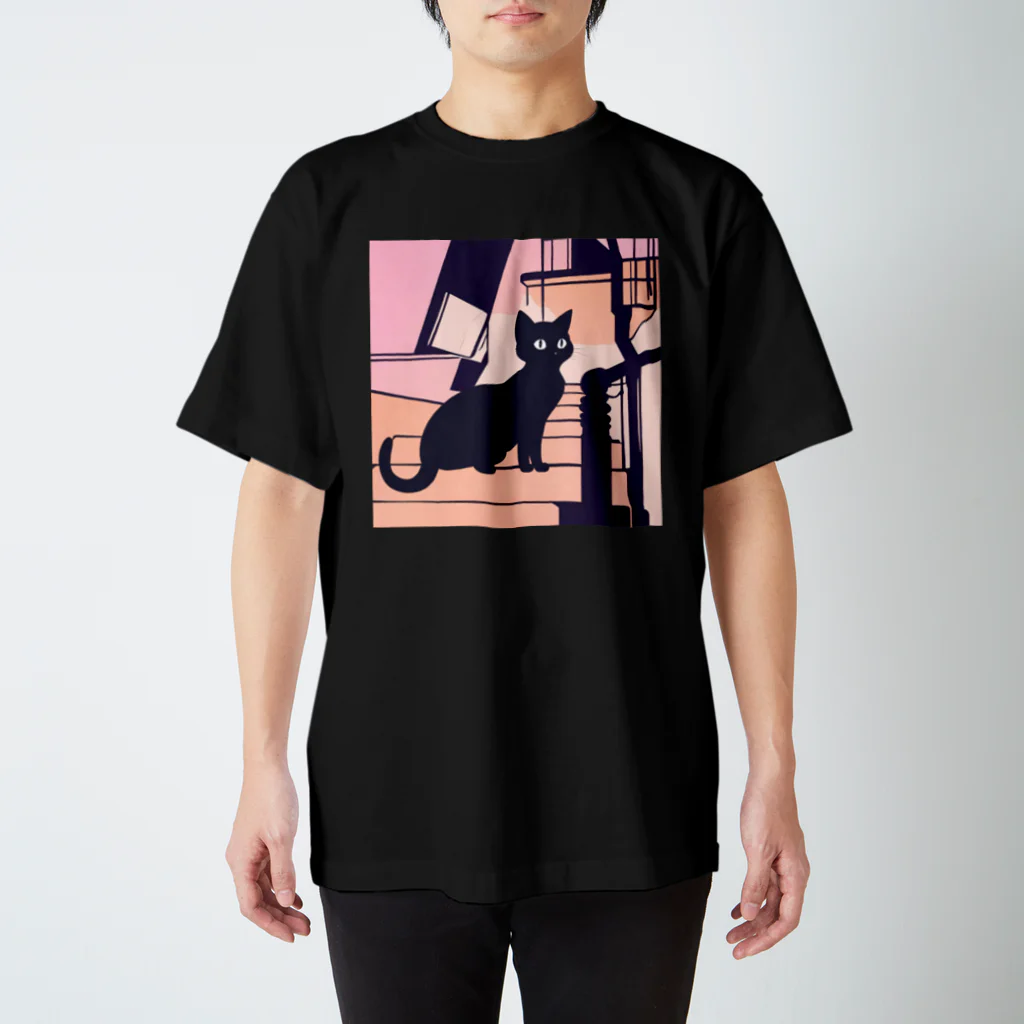 sefyの夕暮れの黒猫ちゃん スタンダードTシャツ