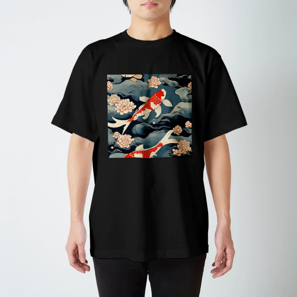 日本の風景 COOL JAPANの日本の風景、日本庭園の錦鯉 スタンダードTシャツ