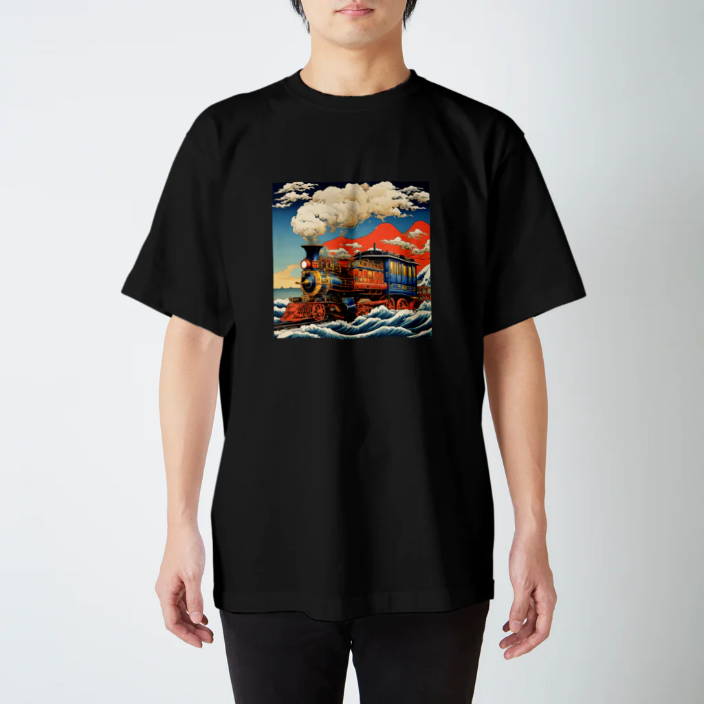 日本の風景 COOL JAPANの日本の風景:SL 蒸気機関車、Japanese senery:SL Steam locomotive Regular Fit T-Shirt