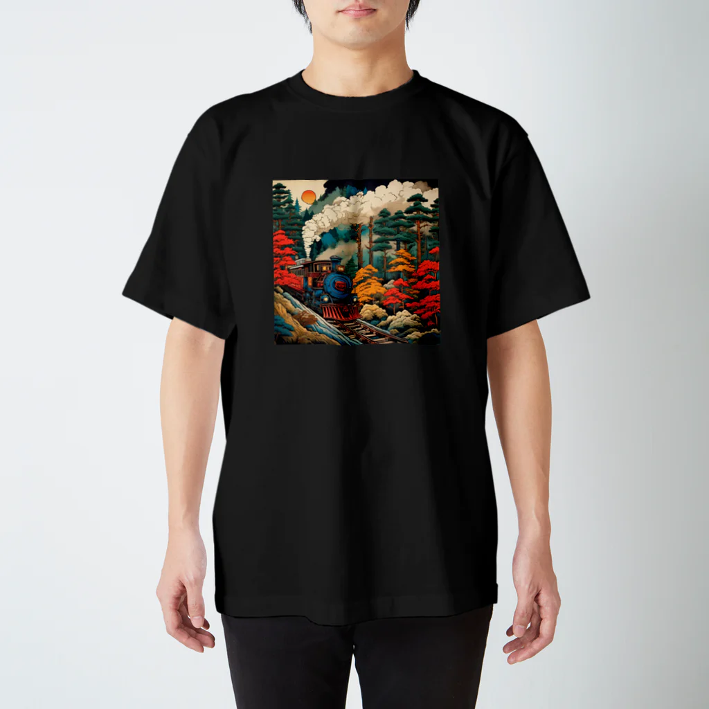 日本の風景 COOL JAPANの日本の風景:SL 蒸気機関車、Japanese senery:SL Steam locomotive スタンダードTシャツ