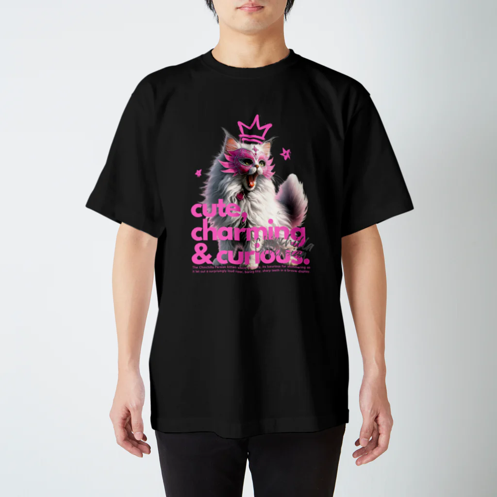 KVM｜kitten ＊ venetian-maskの仮面のチンチラペルシャ｜咆哮 ① スタンダードTシャツ