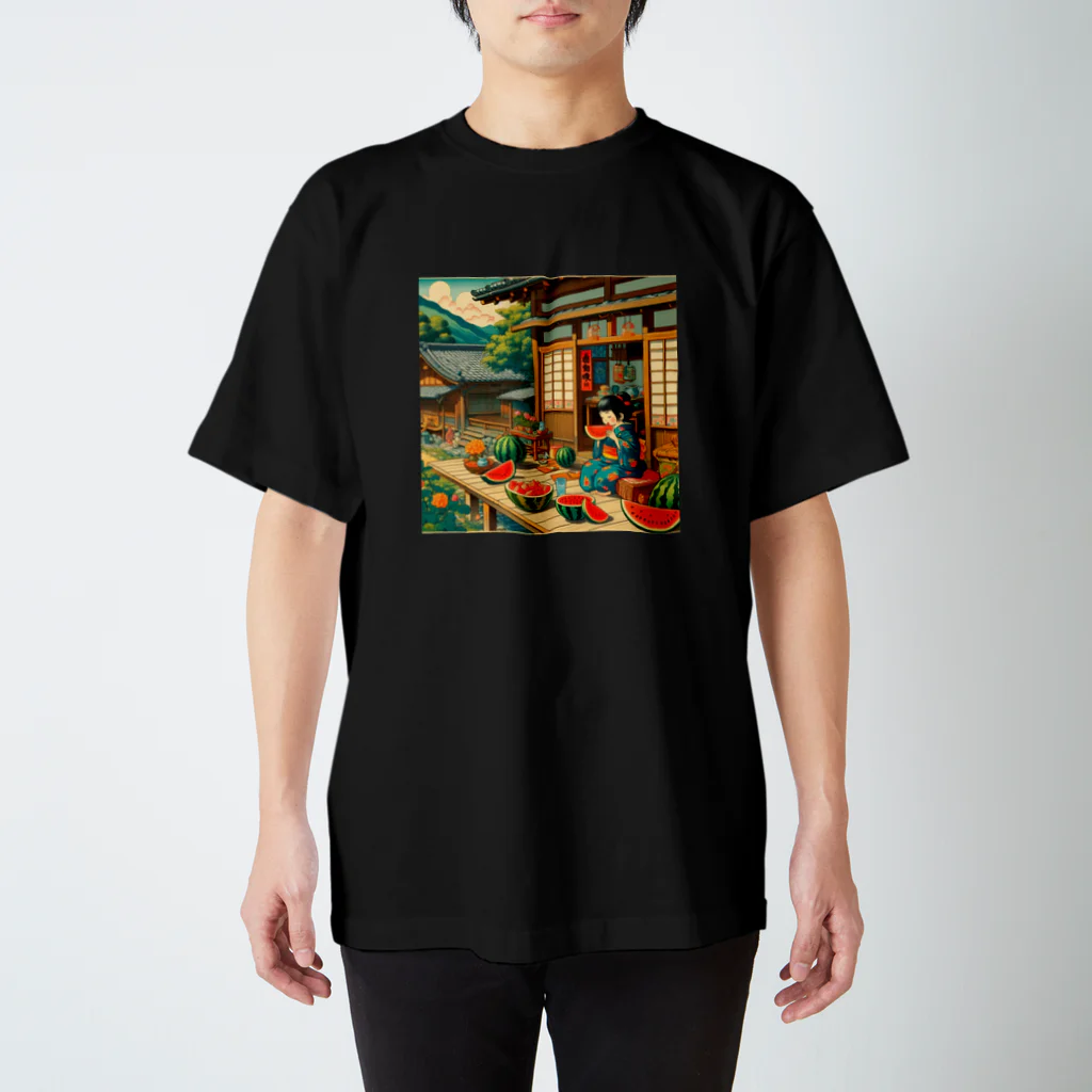 日本の風景 COOL JAPANの日本の風景:縁側でスイカを食べる スタンダードTシャツ