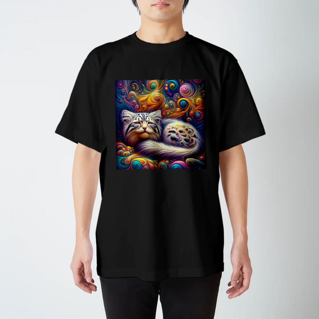 manul-of-the-worldのPsychedelic pallas cat スタンダードTシャツ