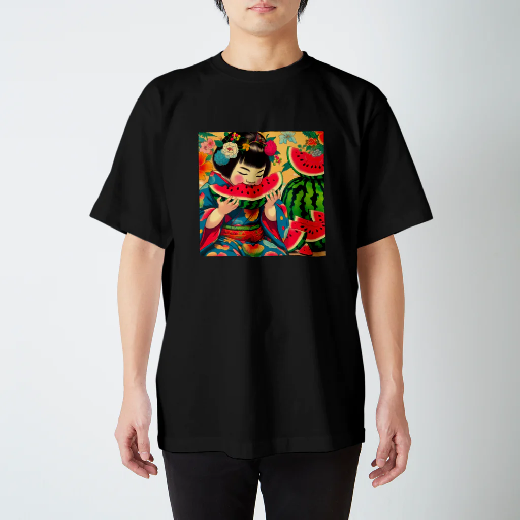 日本の風景 COOL JAPANの日本の風景:甘いスイカ、Japanese scenery: sweet watermelon スタンダードTシャツ