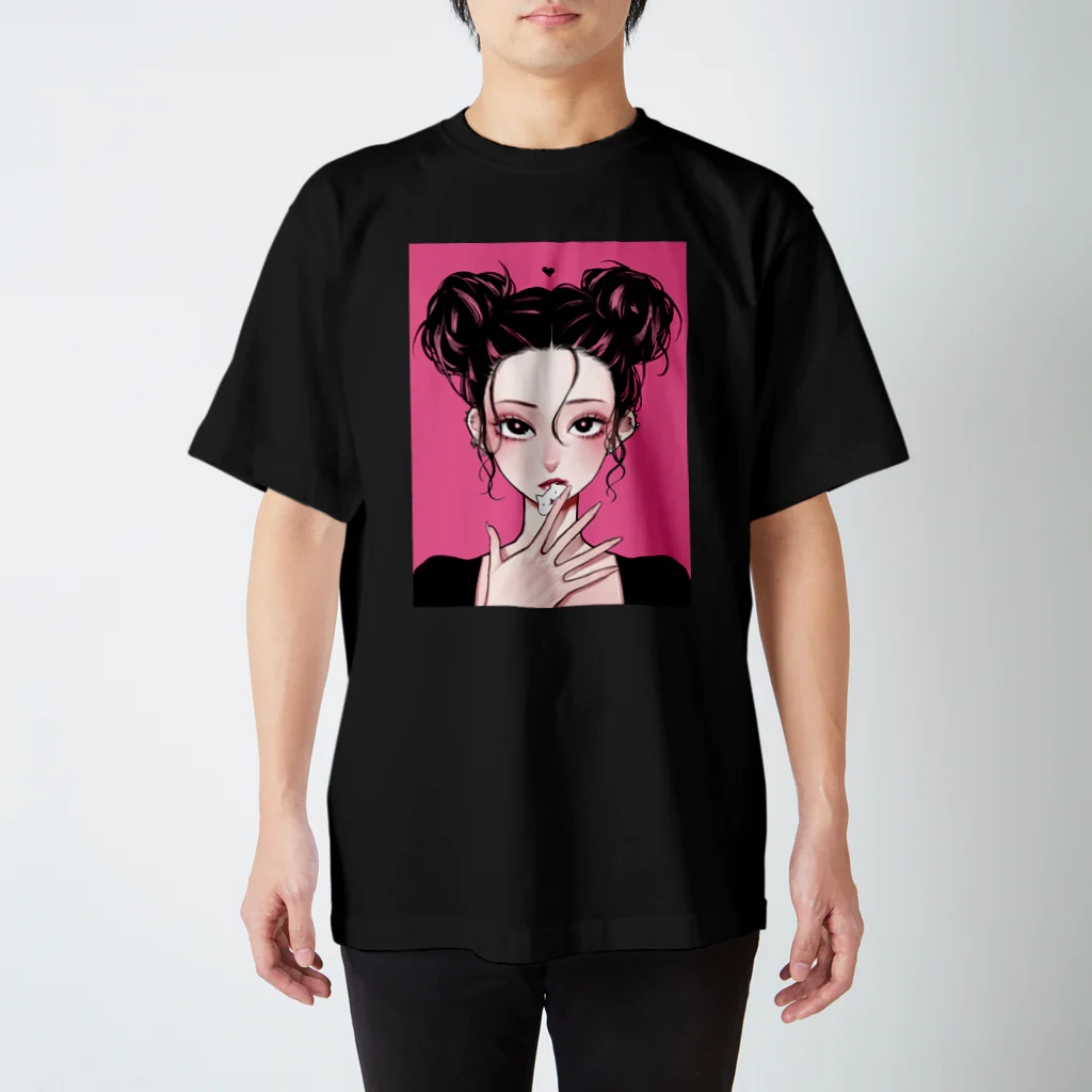 THE ART SPACEのお団子ちゃん x つるにゃん スタンダードTシャツ