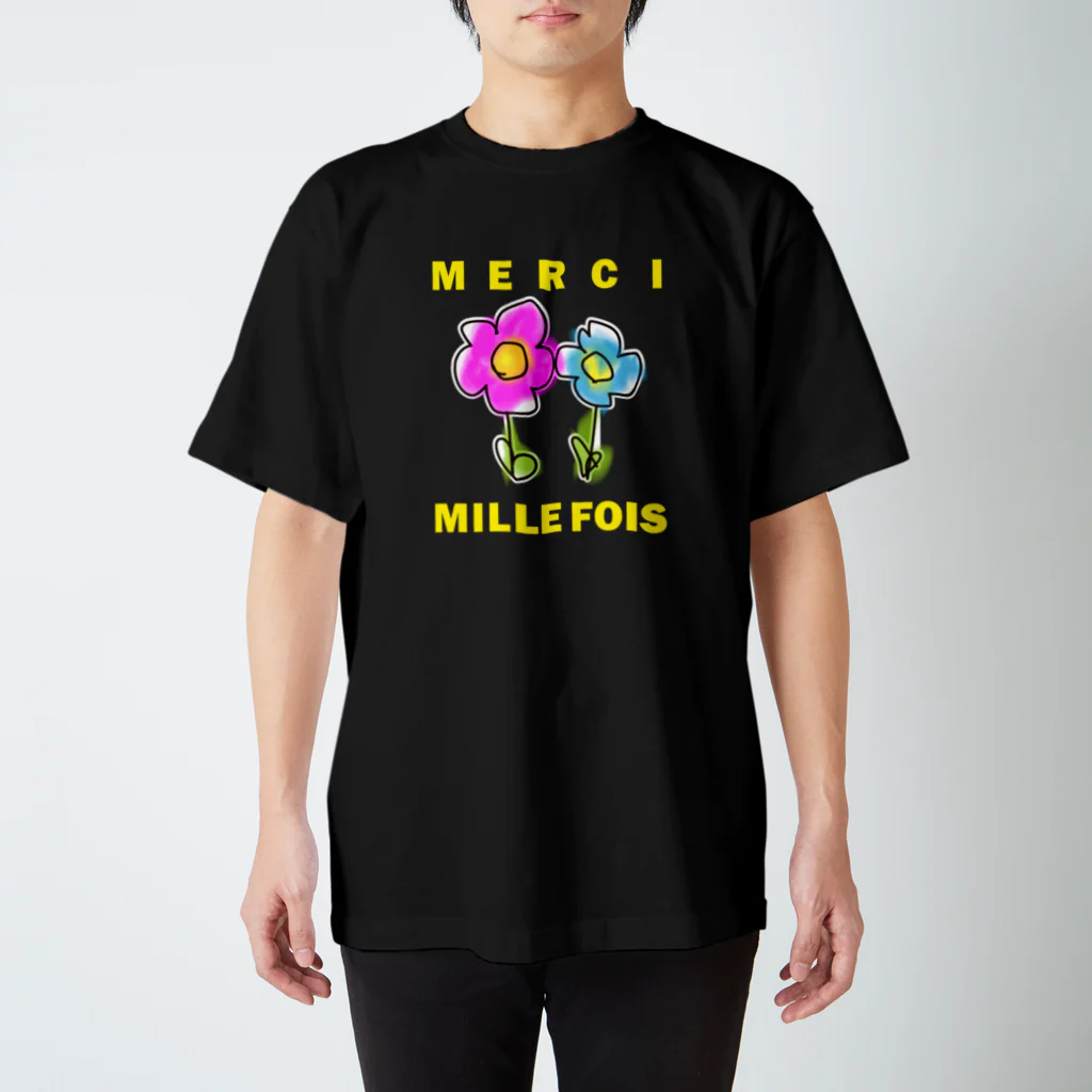ICHIGO-ICHIÉ-1999のMERCI MILLE FOIS【めっちゃありがとう】フランス語でアピールする スタンダードTシャツ