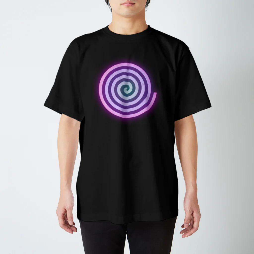 Psylenceの渦巻き ネオン ピンクパープルグラデーション スタンダードTシャツ