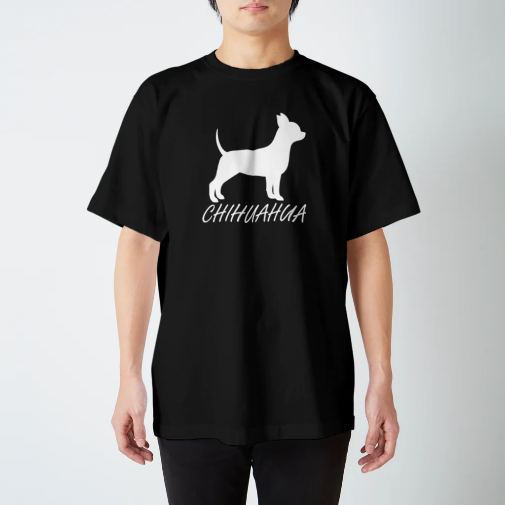 MonoChromeの003 チワワ -White-文字入れ スタンダードTシャツ