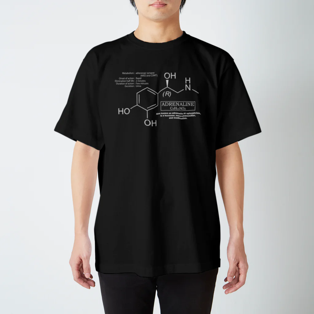 アタマスタイルのアドレナリン(ノルアドレナリン・ドーパミンの仲間：化学：神経伝達物質)：化学構造・分子式シリーズ Regular Fit T-Shirt