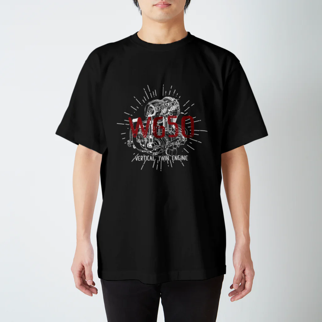 Too fool campers Shop!のW650 ENGINE(白文字) Regular Fit T-Shirt