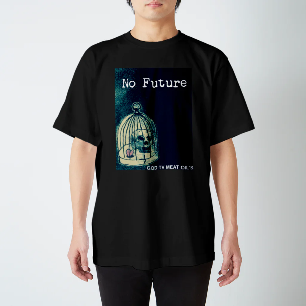 GOD TV MEAT OIL'S brand SUZURI内空中店舗のNo  Future-スカル×鳥かご スタンダードTシャツ