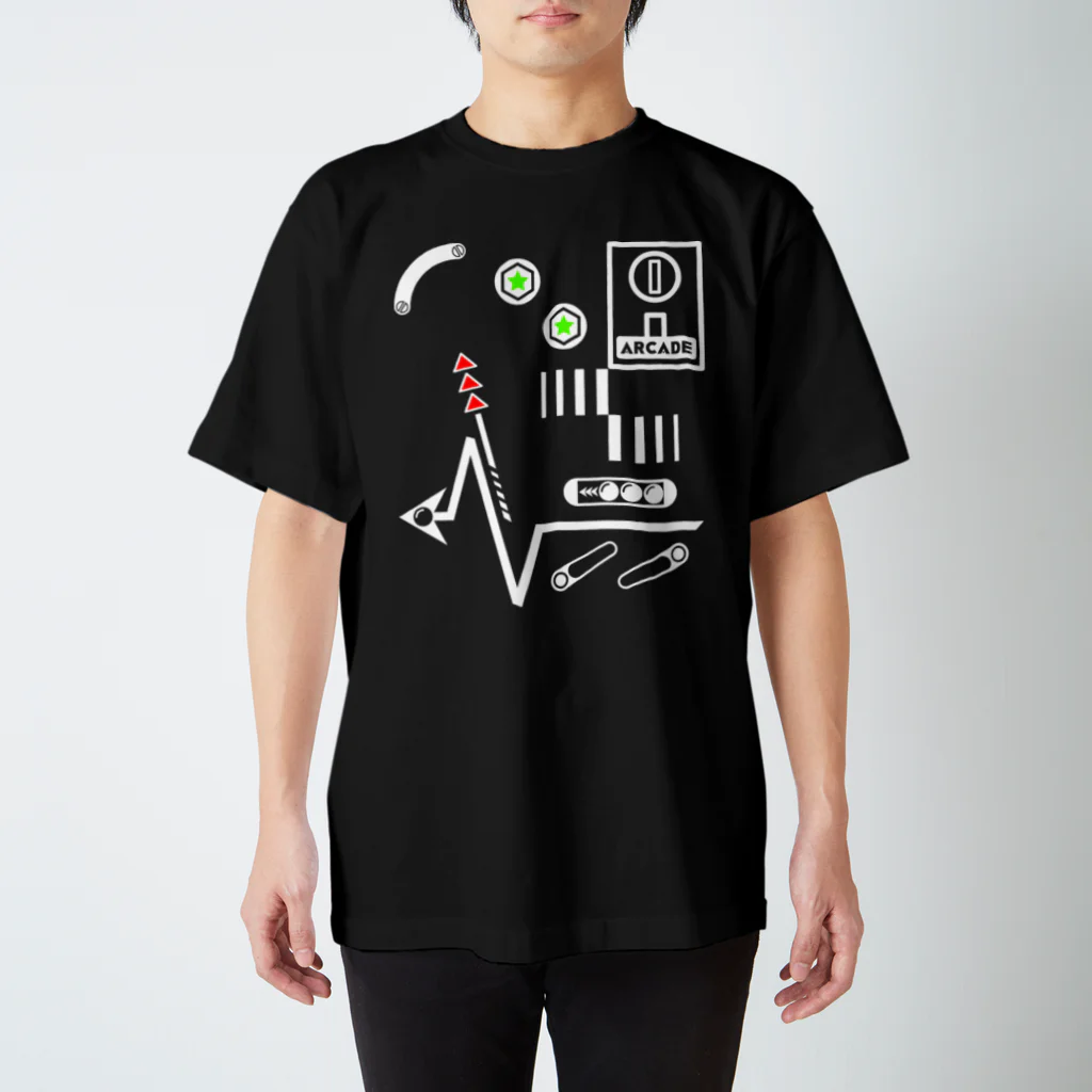 tv.dinner_の[ARCADE]PINBALL Black Regular Fit T-Shirt