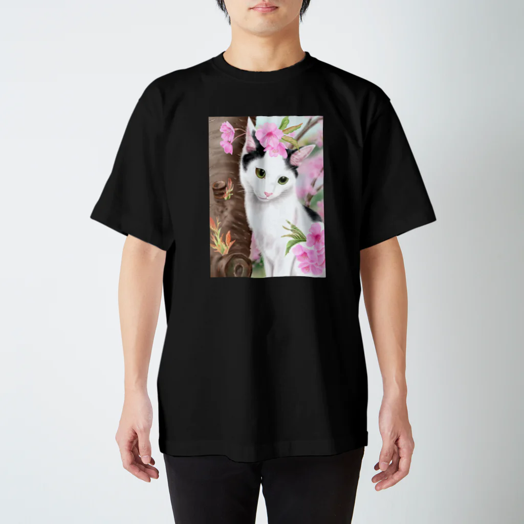 Ａｔｅｌｉｅｒ　Ｈｅｕｒｅｕｘの桜と猫 Regular Fit T-Shirt