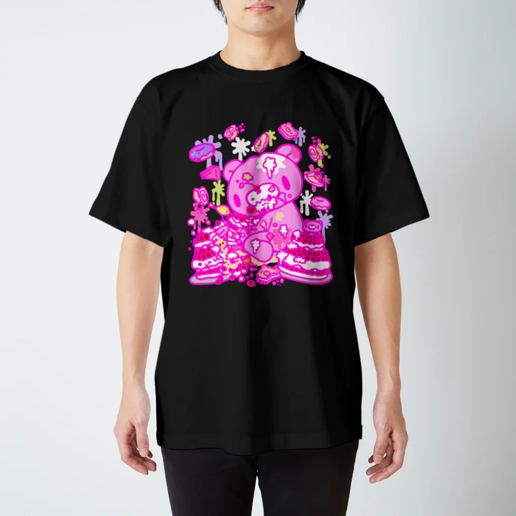 CHAX COLONY imaginariの【各10点限定】いたずらぐまのグル〜ミ〜(8/special2/pink×blackback) スタンダードTシャツ