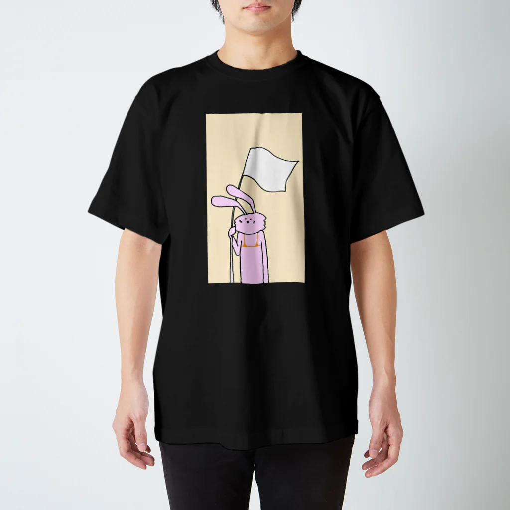 ヒゲ眉毛のはたうさぎ スタンダードTシャツ