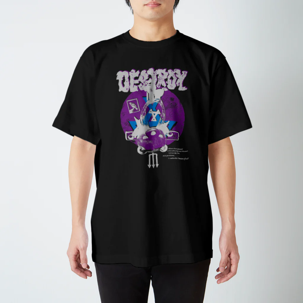 KOAKKUMAandAKKUMAのDESTROY purple Regular Fit T-Shirt