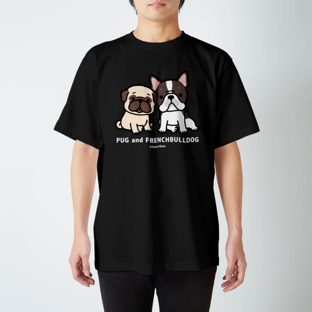 Yurie Kato ┃ パグのランランのPUG and FRENCHBULLDOG │For dark colors スタンダードTシャツ