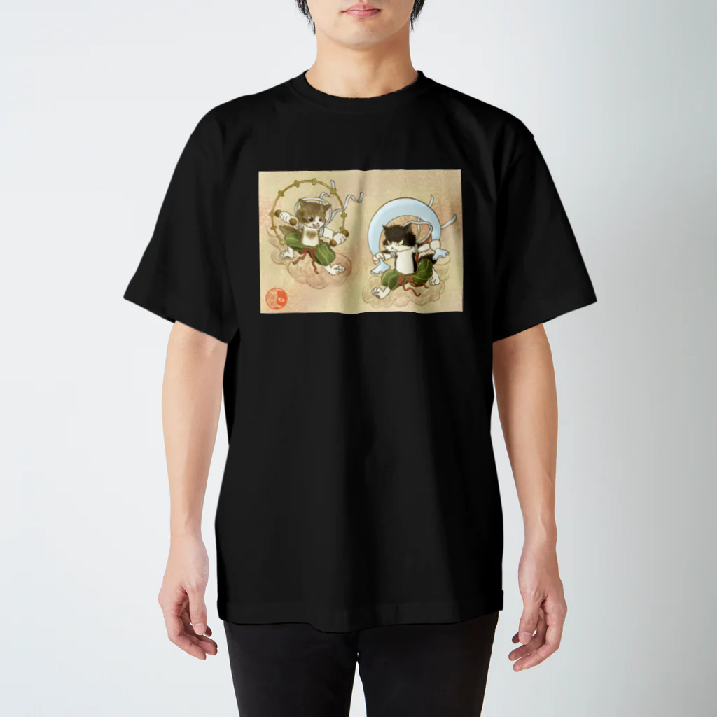 ねこや久鶻堂の風猫雷猫図屏風 Regular Fit T-Shirt