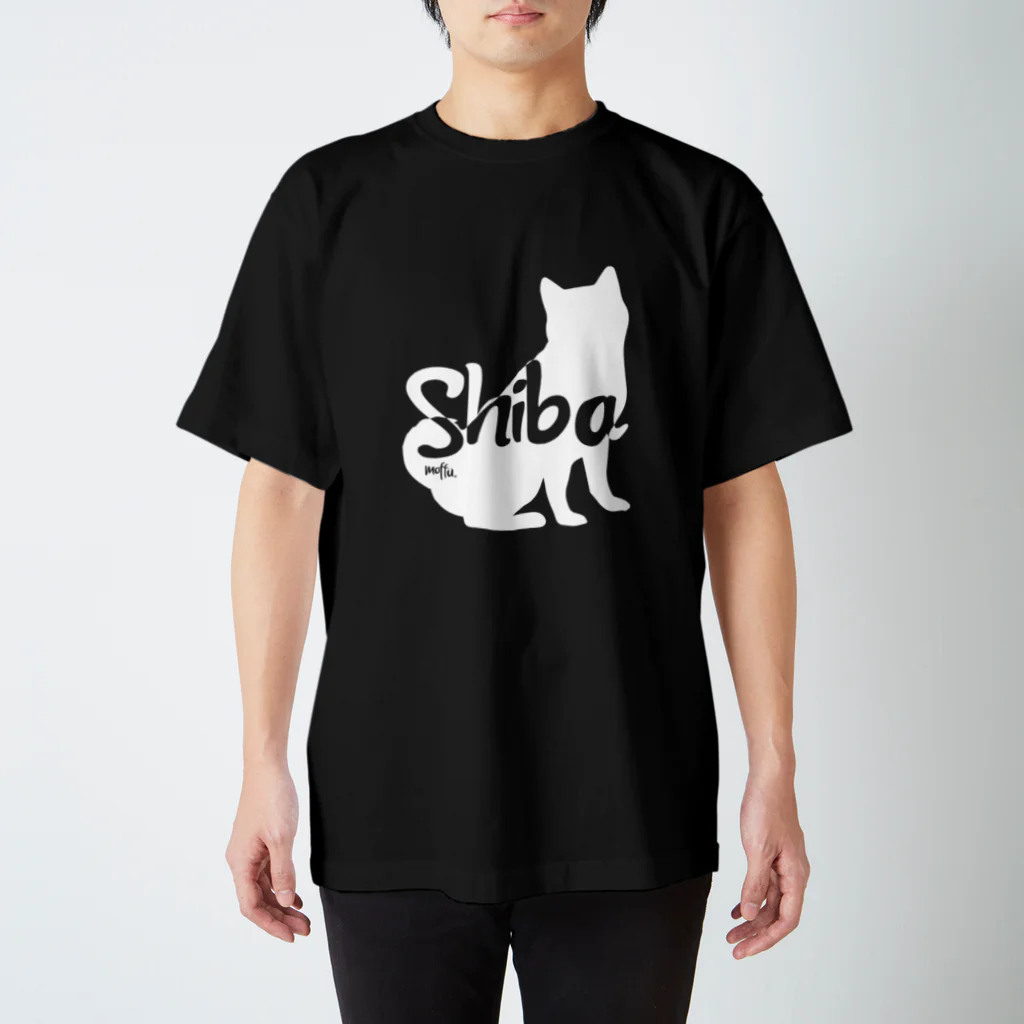 moffuの01柴犬　白シルエット スタンダードTシャツ