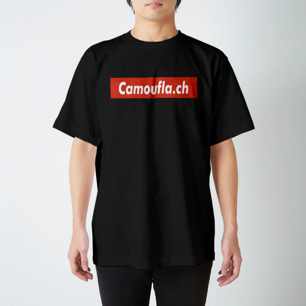 カモフラチャンネル オフィシャルグッズのボックスロゴ RED 티셔츠
