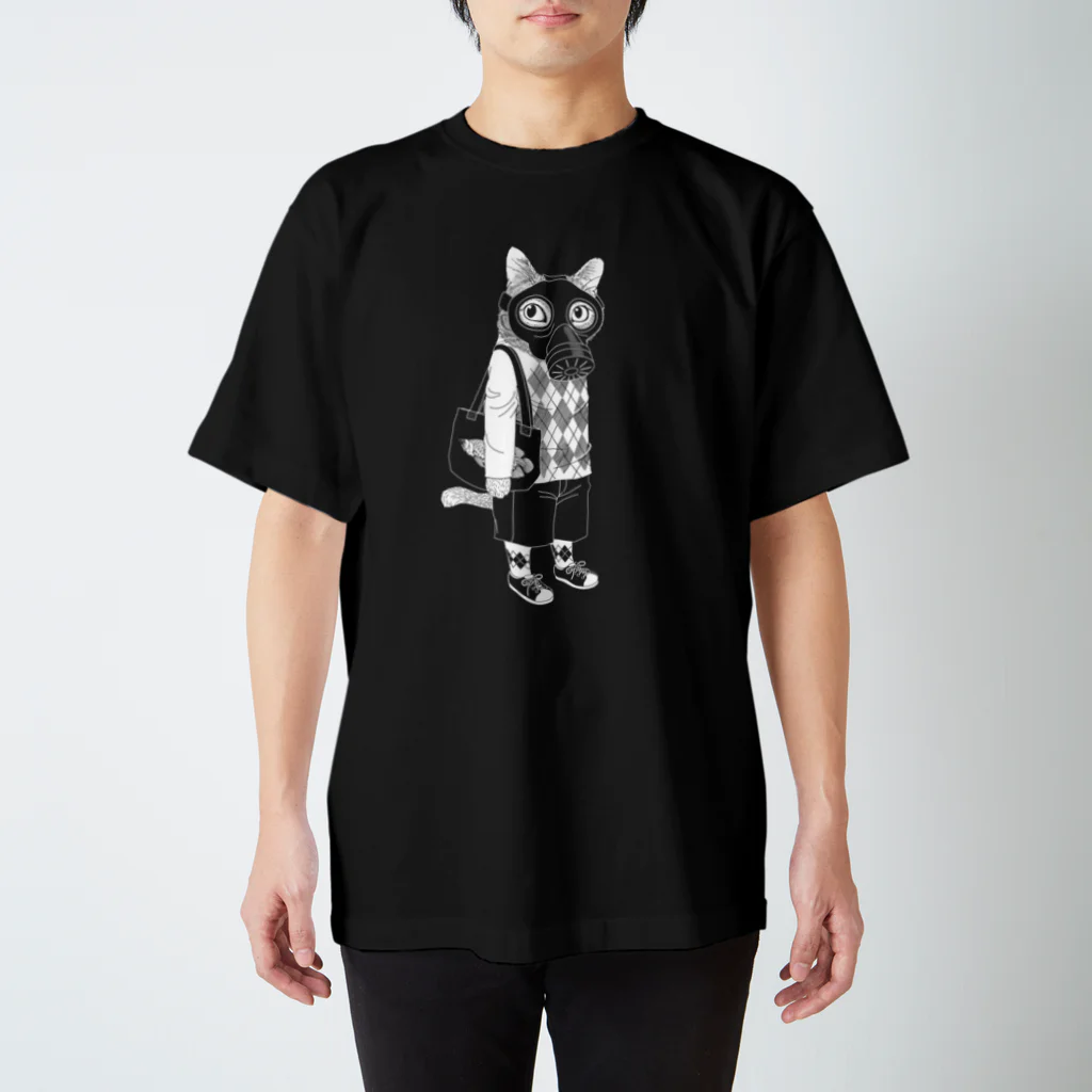 llotollのガスマスクを付けた猫（白） Regular Fit T-Shirt