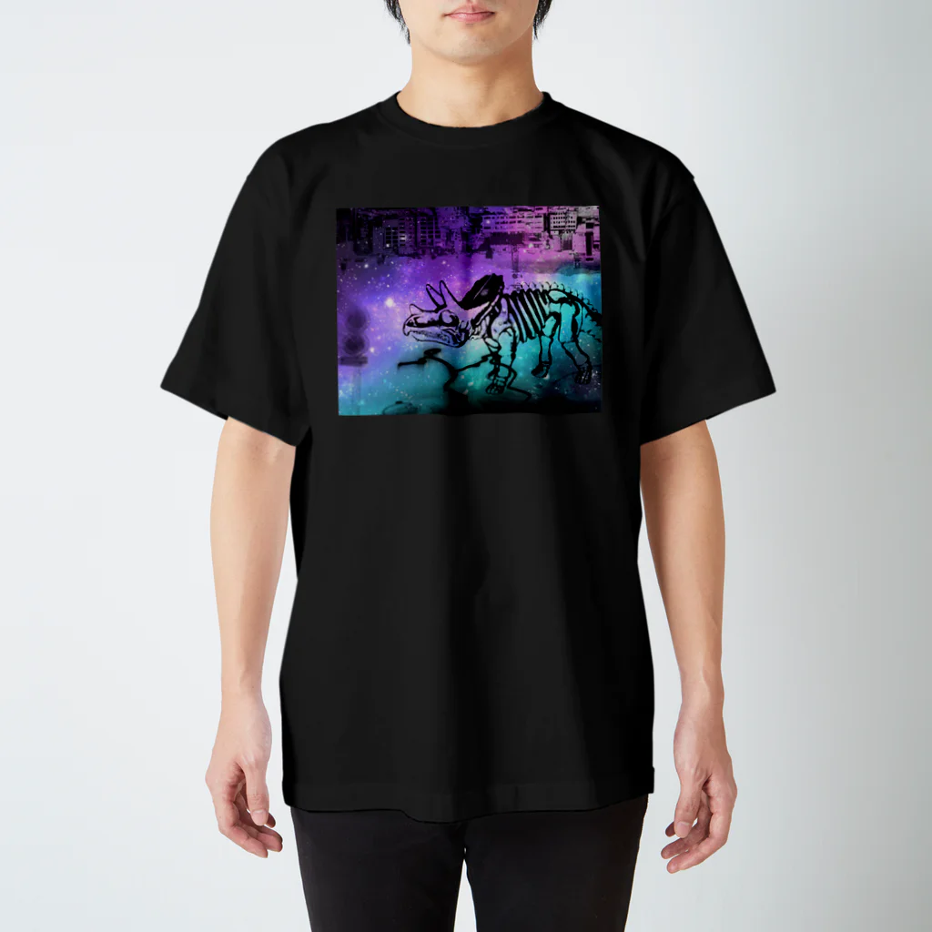 tottoの街と恐竜(パープル) スタンダードTシャツ