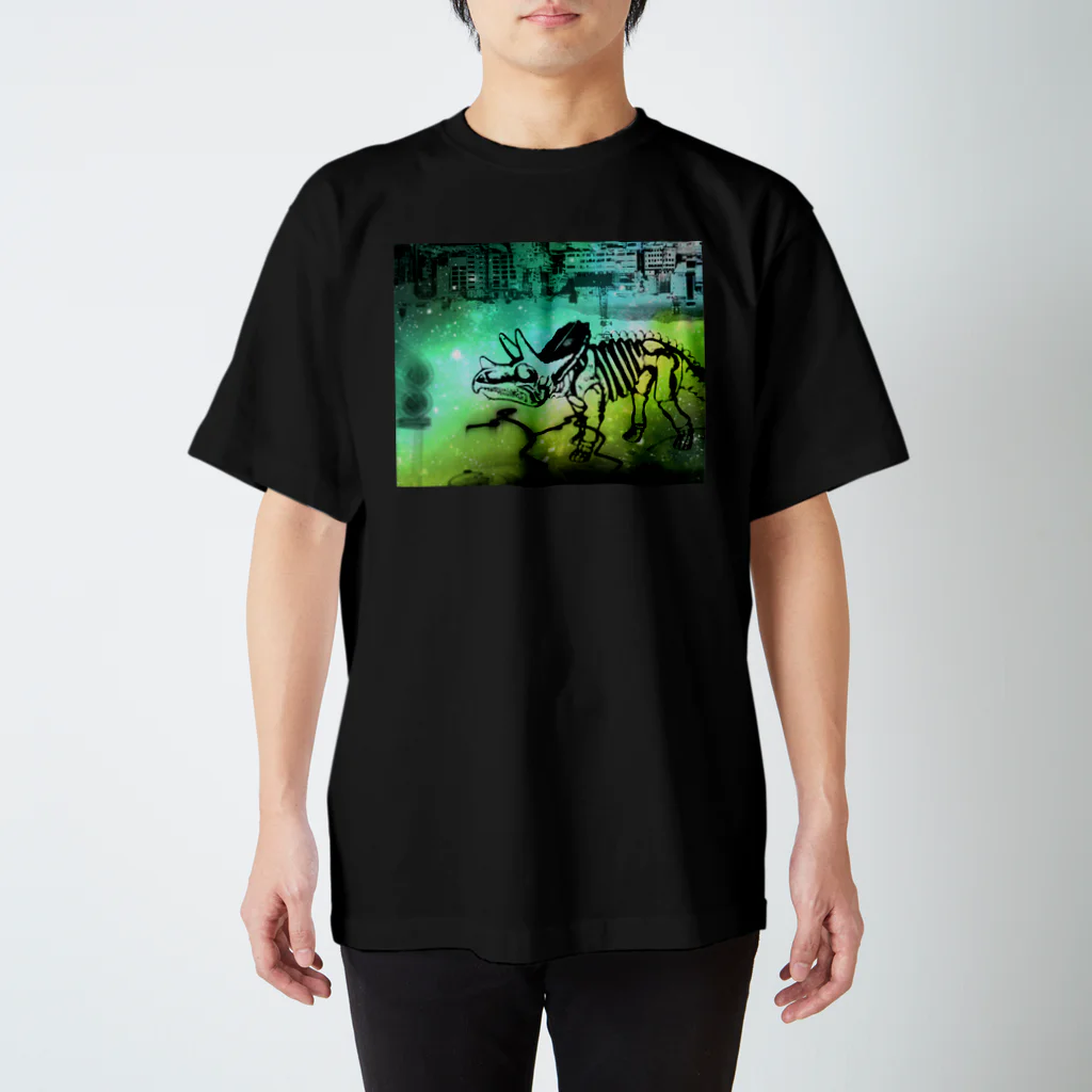 tottoの街と恐竜(グリーン) スタンダードTシャツ