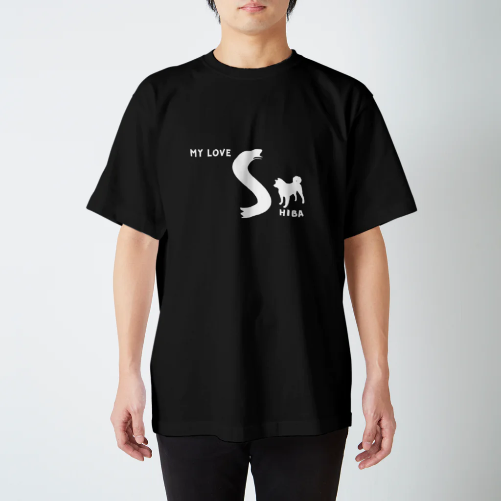 onehappinessのMY LOVE SHIBA（柴犬）　ホワイト Regular Fit T-Shirt