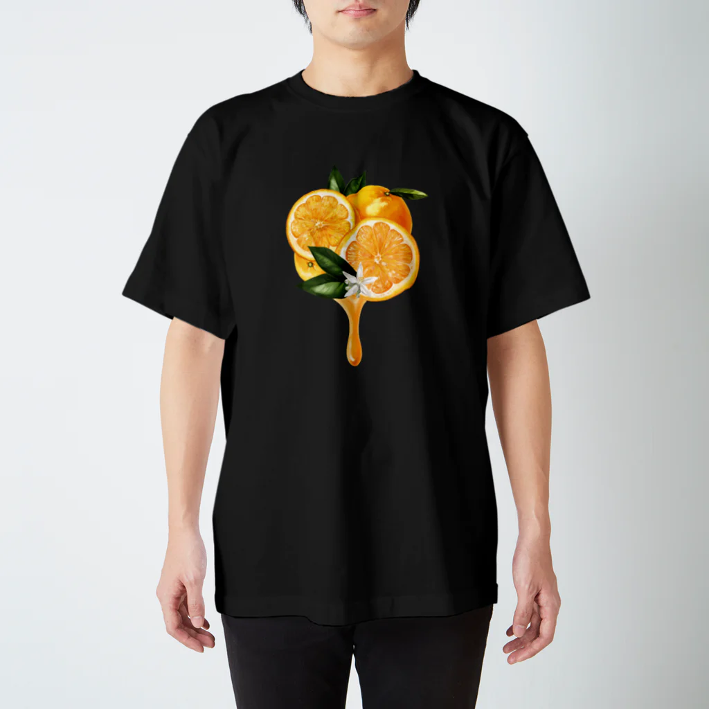 カワウソとフルーツの【forseasons】オレンジ スタンダードTシャツ