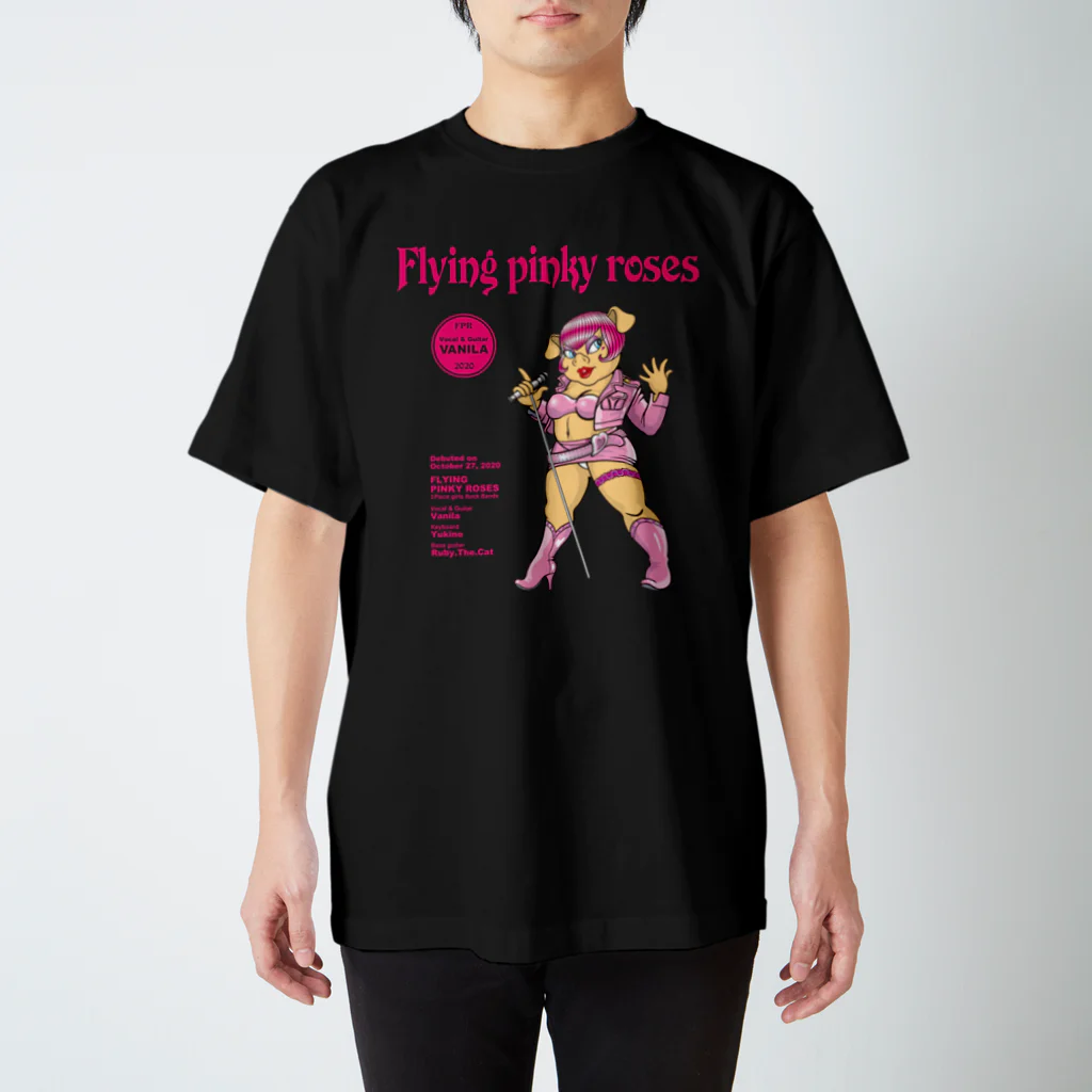 atelier-QのFLYING PINKY ROSES-VANILA スタンダードTシャツ