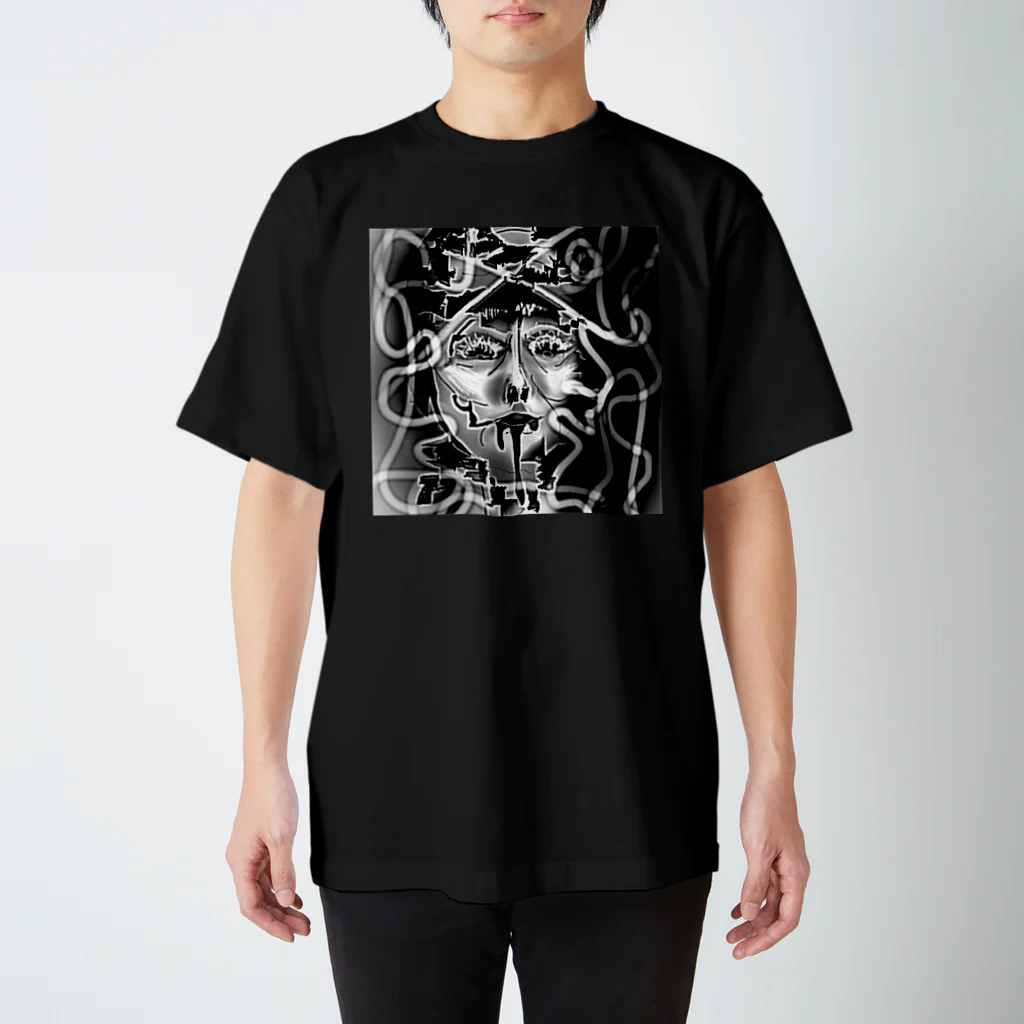 卍鮭＾ゑ＾鮭卍の黒よだれ スタンダードTシャツ