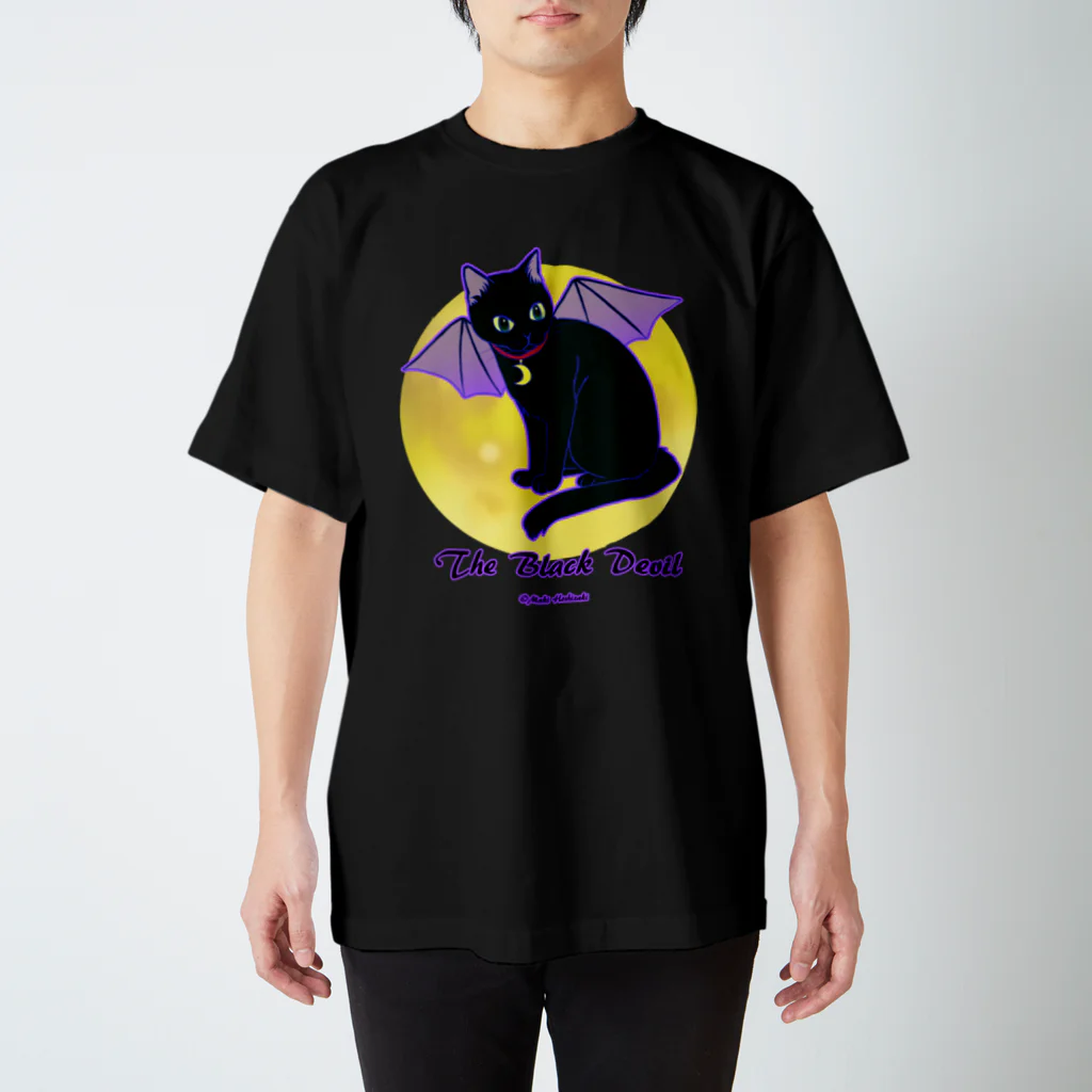 くろねこ倶楽部の月夜のブラックデビル（濃色地） Regular Fit T-Shirt