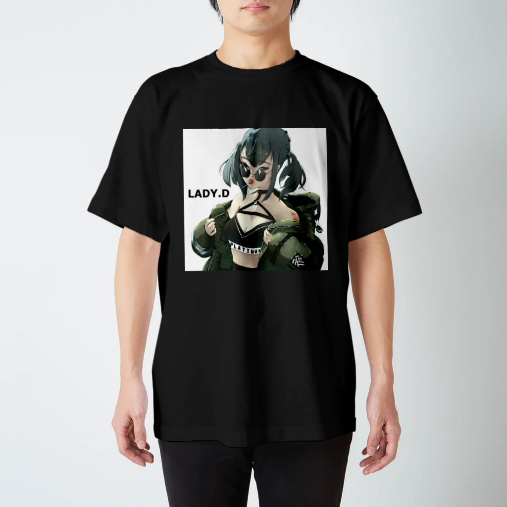 lady.d.イラスト_shopのキャラ（Green portrait ） スタンダードTシャツ