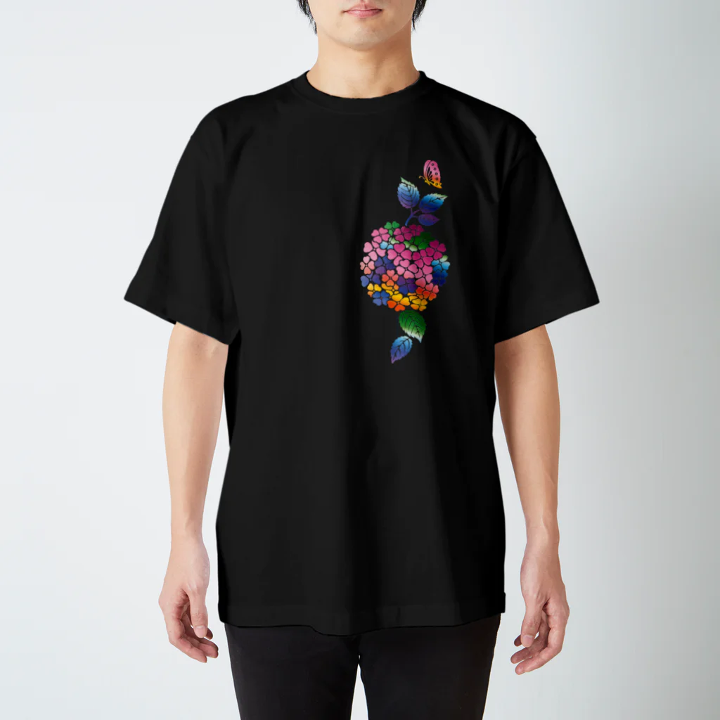 2ndlaboの紅型紫陽花蝶乃図 スタンダードTシャツ