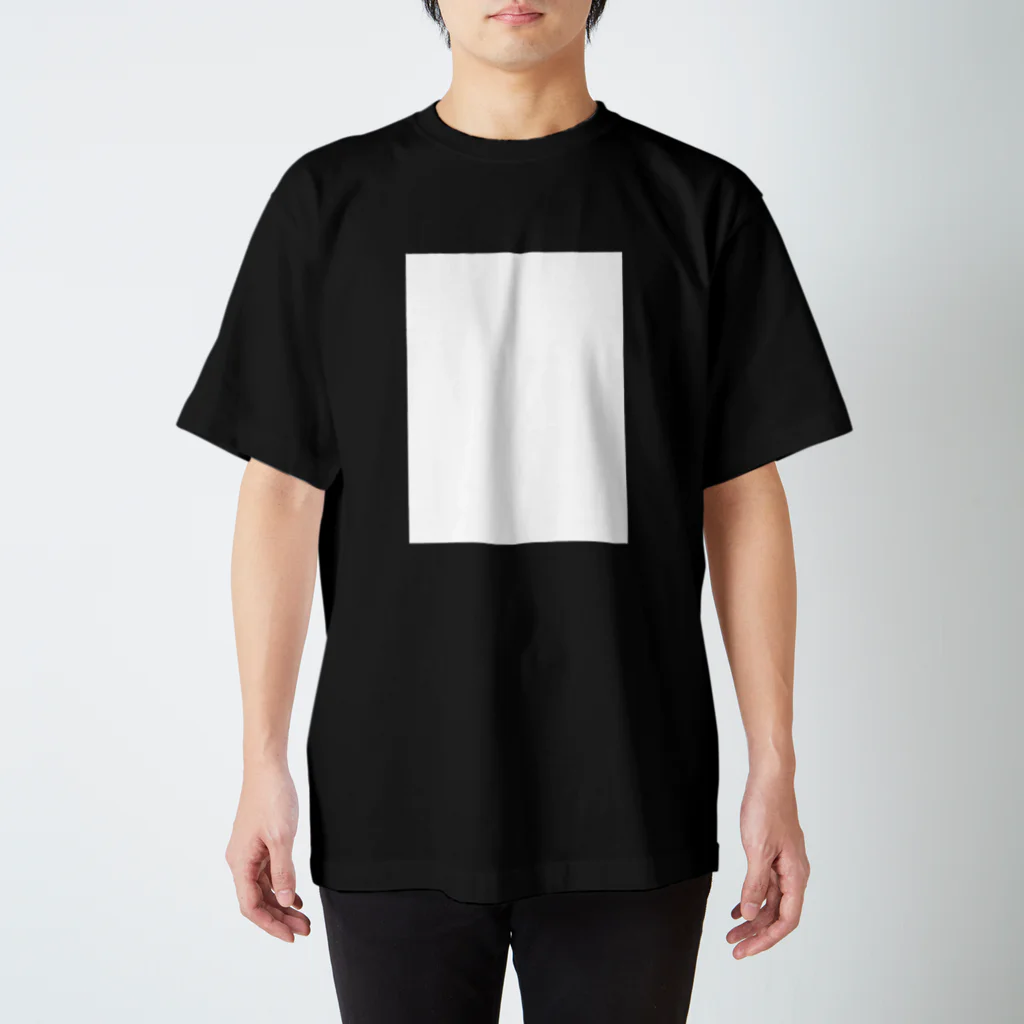メンズ Tシャツ 刺しゅう カラフル スクエア 四角 肩落ち a1369 シンプル白四角Tシャツ Regular Fit T-Shirt by あなたとゾンビ