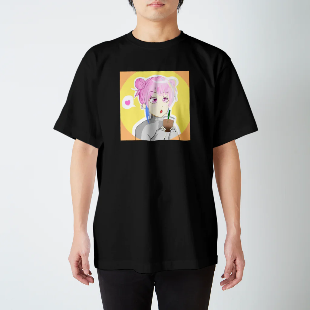 らいおん's SHOPのタピる女の子 スタンダードTシャツ