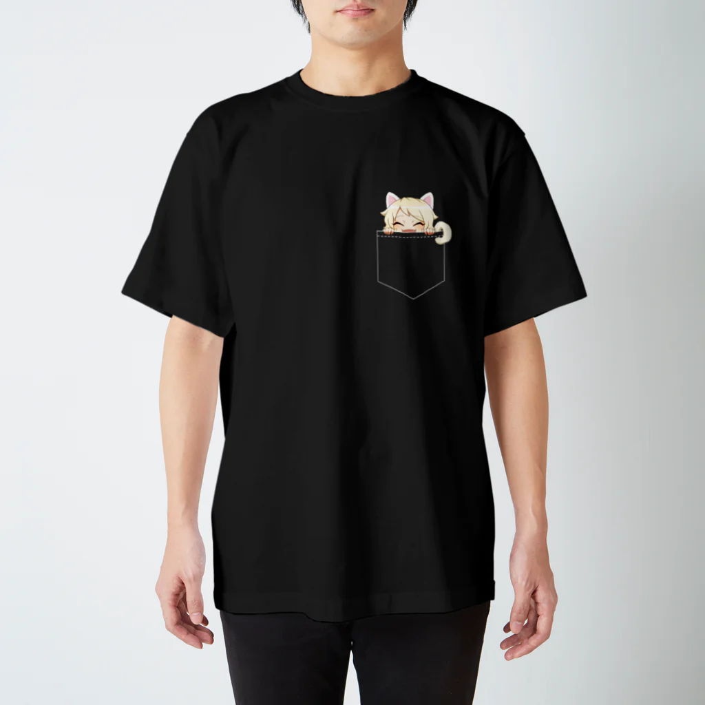 こまりのお店のポケットねこまりTシャツ ブラック Regular Fit T-Shirt