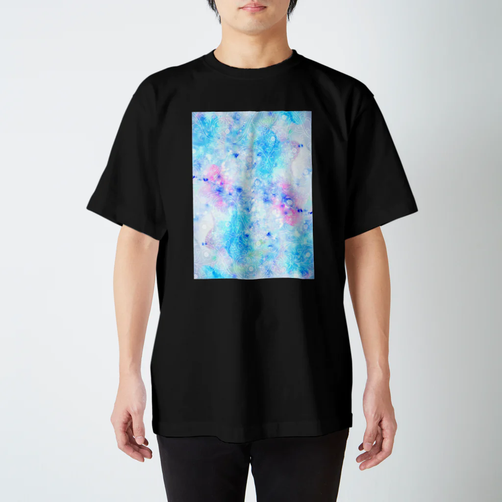 森林木太郎のキラキラ003(お花ブルー) スタンダードTシャツ