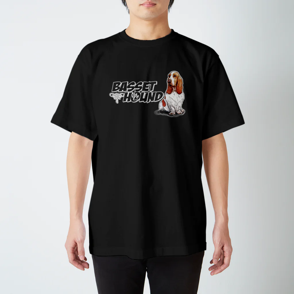 オリジナル工房プリントンのバセットハウンド 前後イラスト プリント Regular Fit T-Shirt