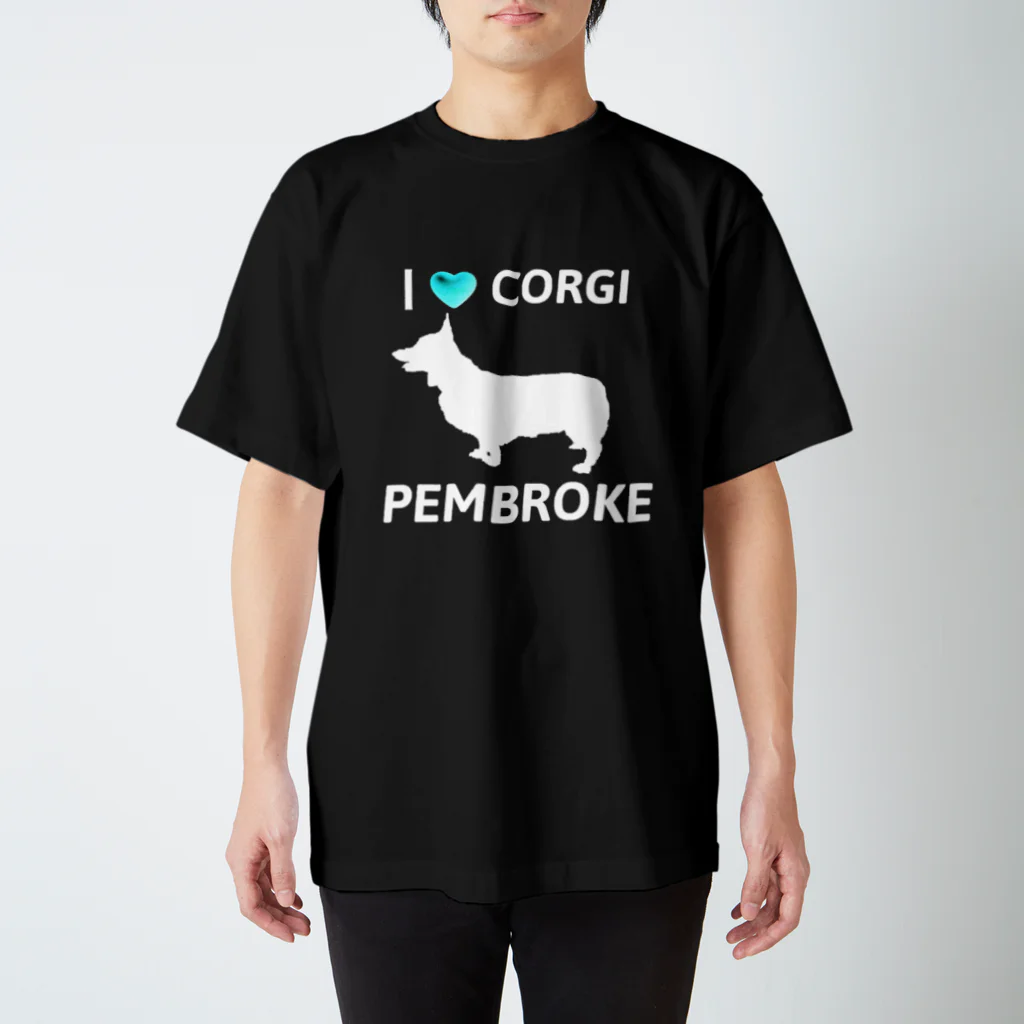 ichiyac designのI❤️CORGI PEMBROKE 黒ver スタンダードTシャツ