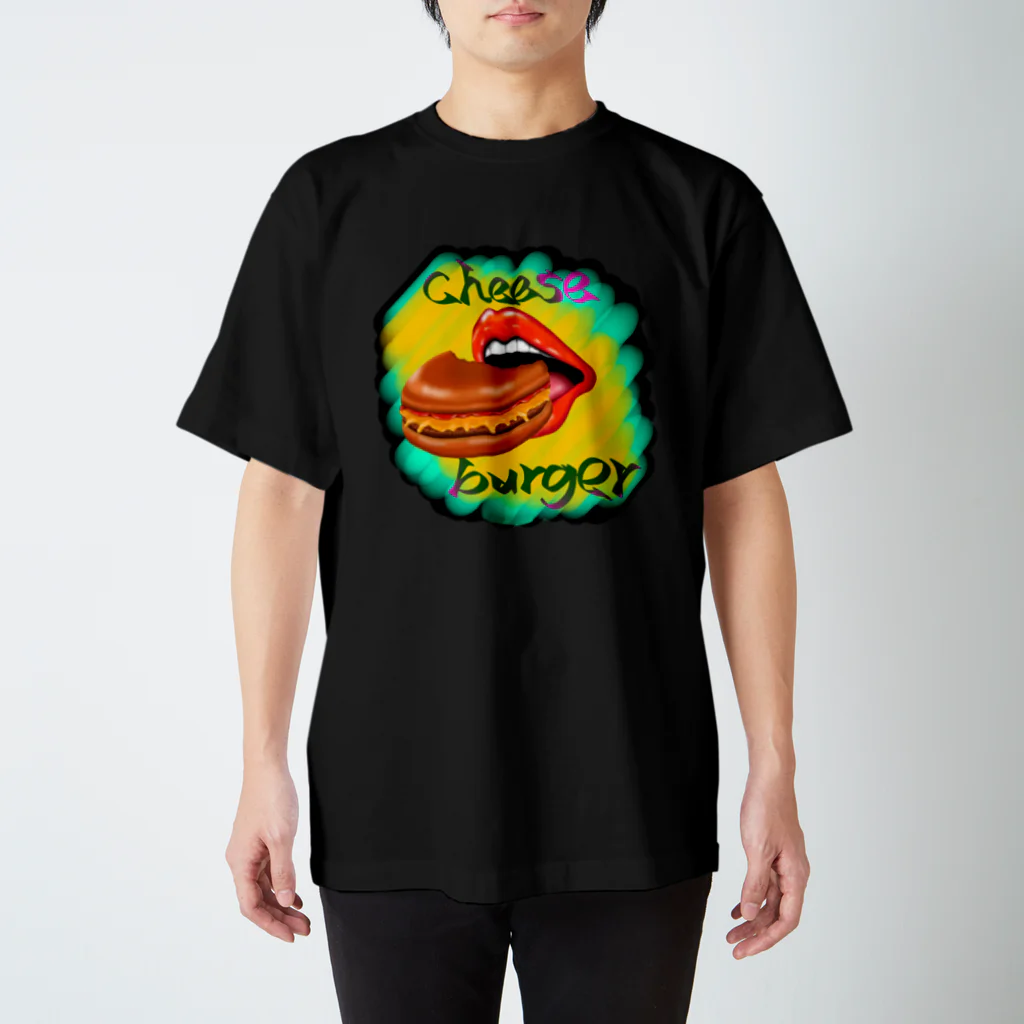 ☆小豆千濯☆のチーズバーガー-グルメシリーズ スタンダードTシャツ