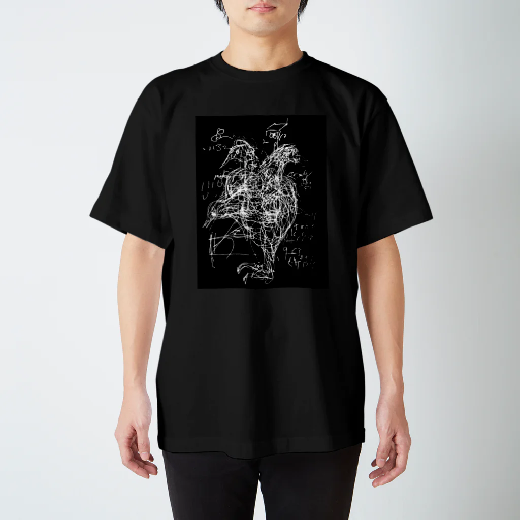 MikaTamo totally hobbyのMy animals 鳥　背景黒 Regular Fit T-Shirt