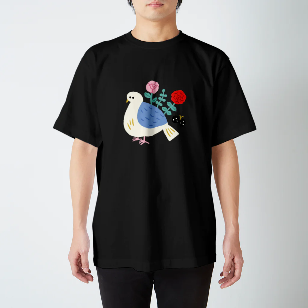 かわべしおん | イラストレーターのお花の生えた鳥 スタンダードTシャツ