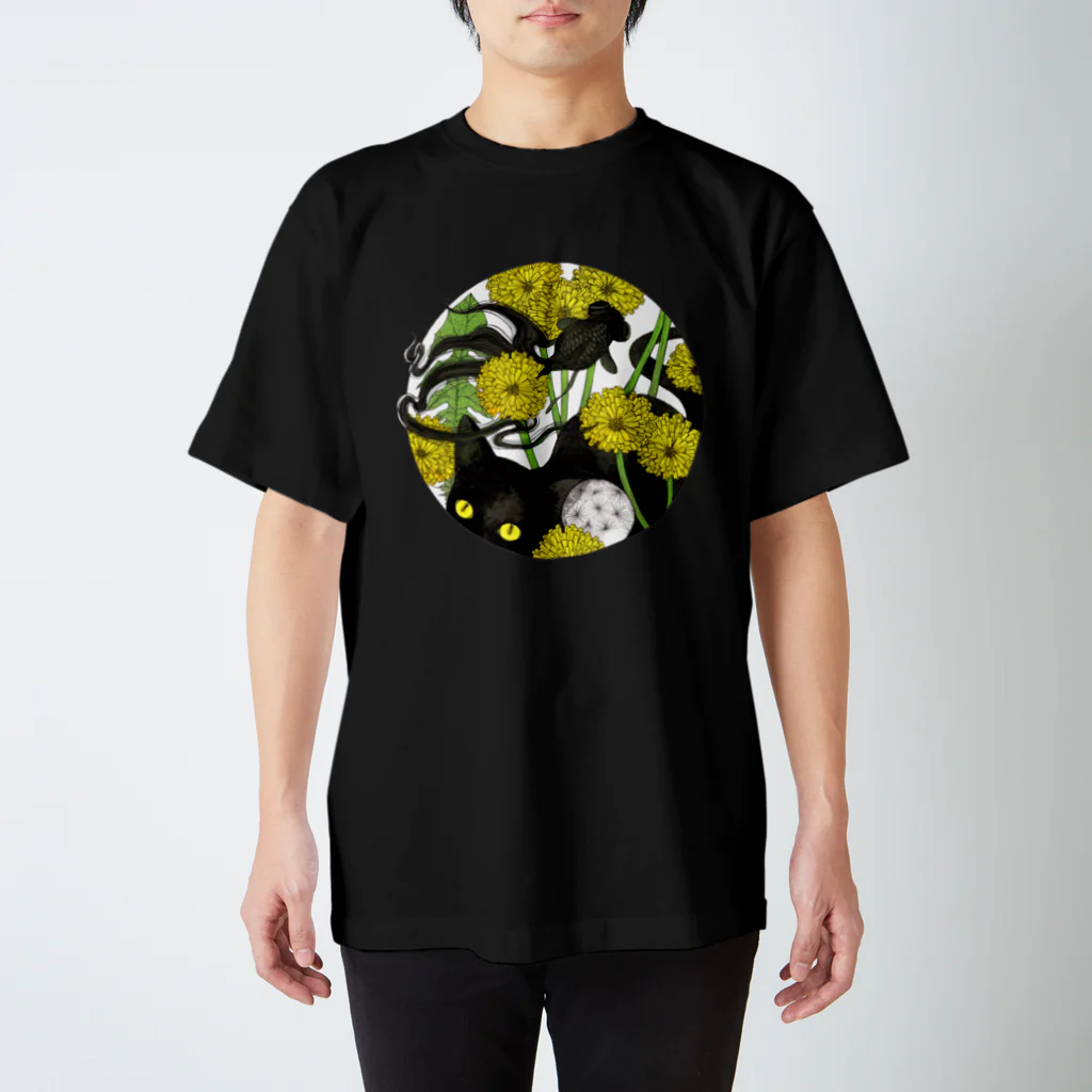 夜舟の黒猫と黒出目金 Regular Fit T-Shirt