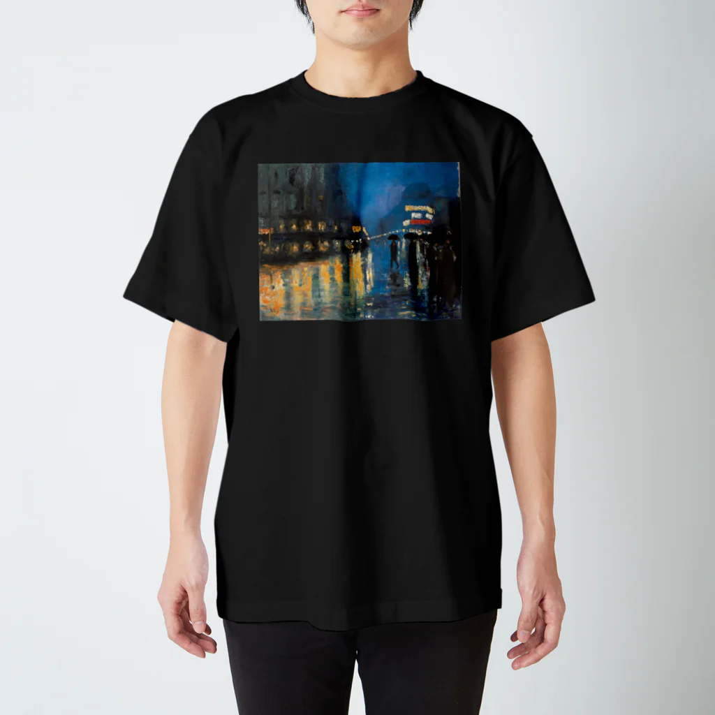 TakahashijunのLesser Ury 夜のポツダム広場 (レッサー・ユリィ／レッサー・ウリィ)  Regular Fit T-Shirt