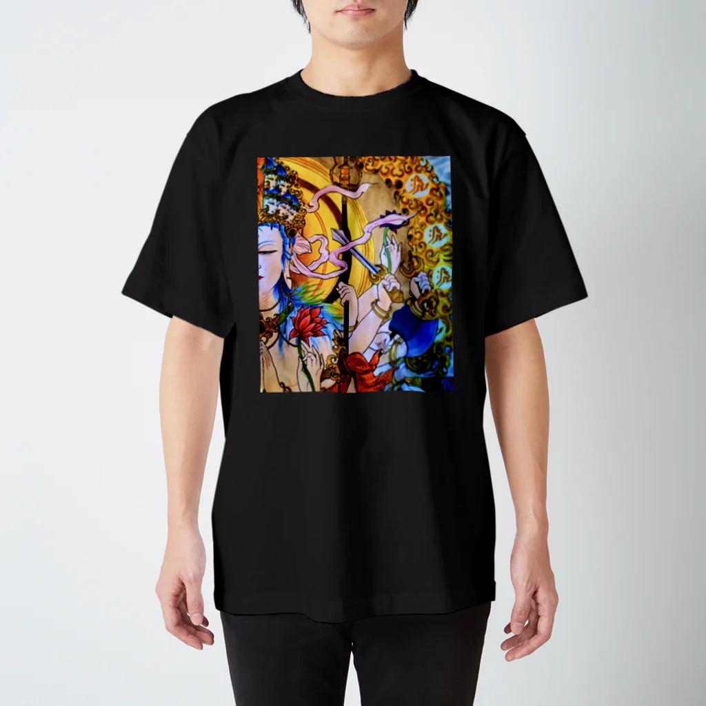 人体堂/jintaiアート工房の【仏画シリーズ】千手観音Tシャツ スタンダードTシャツ