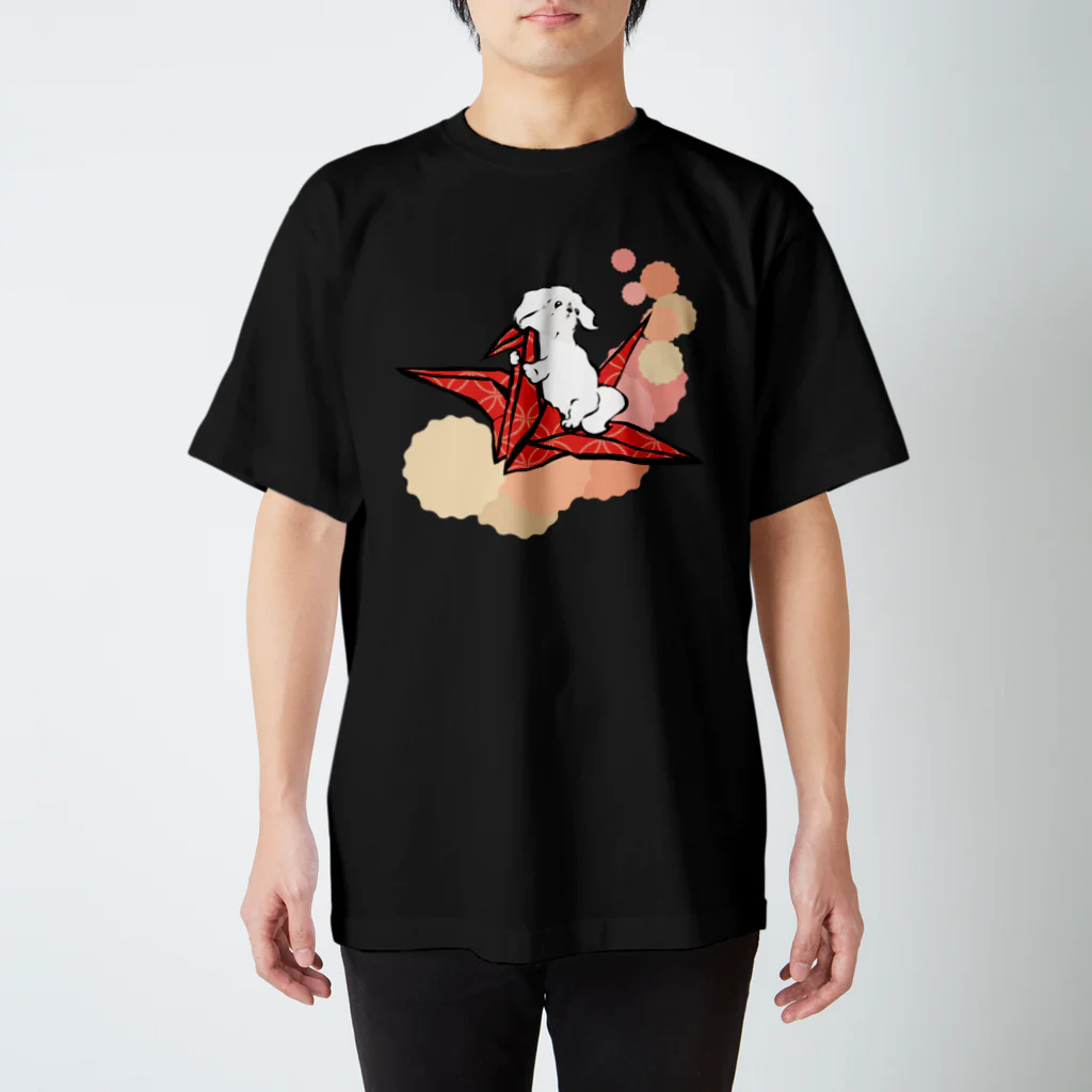 犬グッズの店しえるぶるーの折り鶴　ペキニーズ　赤 Regular Fit T-Shirt